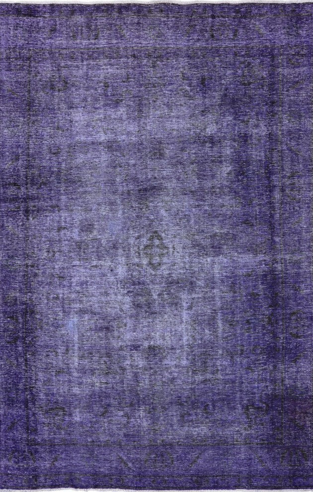 Overdyed Purple Hand Knotted Oriental Area Rug 8'x11', W2581