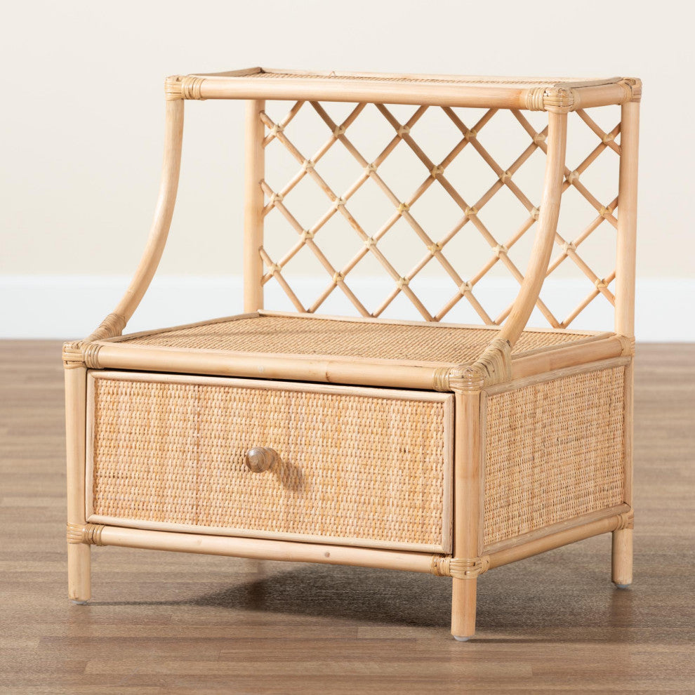 Evita Rattan 1-Drawer Nightstand