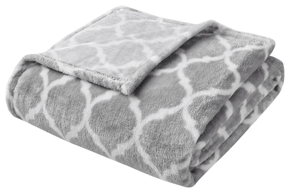 Madison Park Print Microlight Brushed Throw, Gray