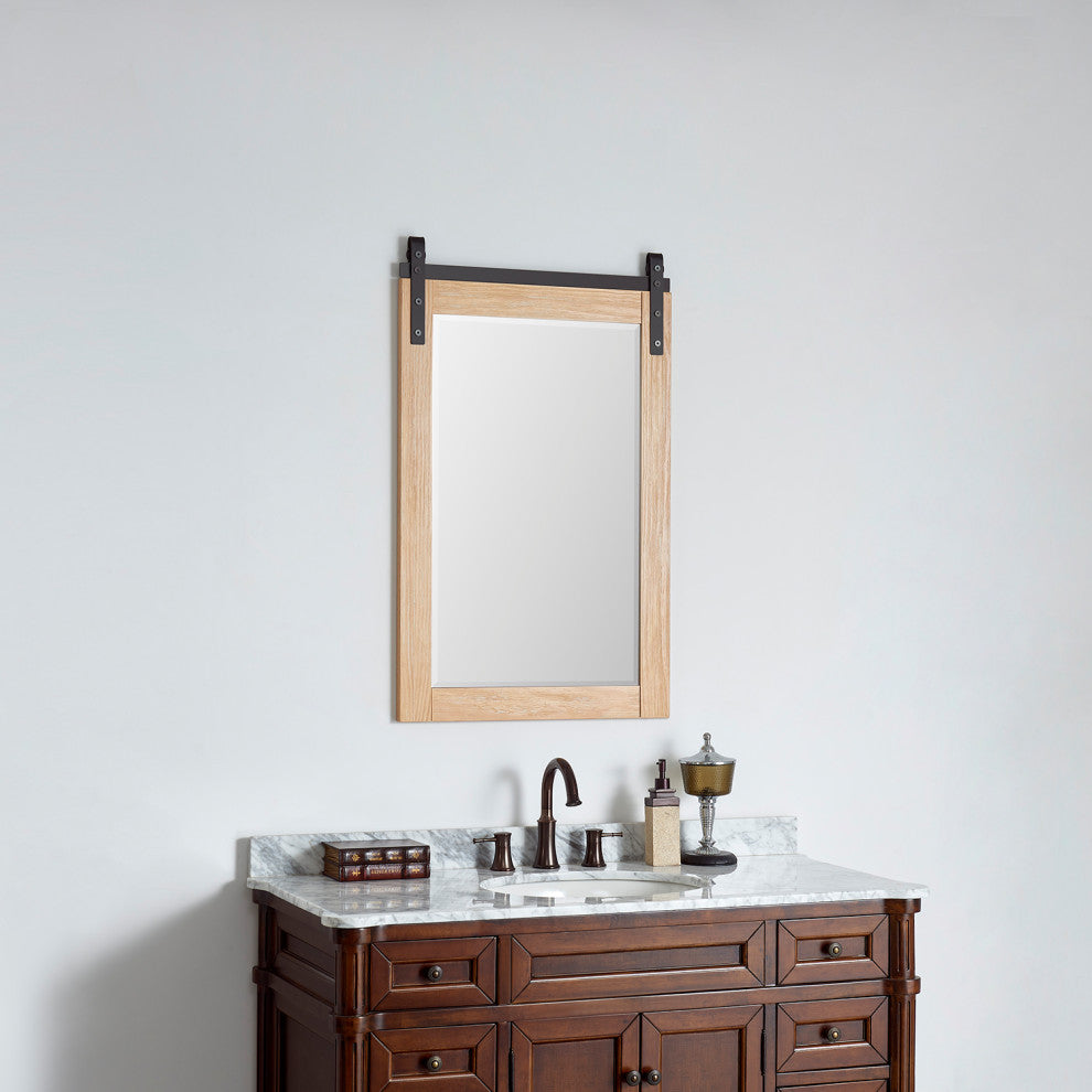 Cortes Rectangular Wall Mount Mirror, Weathered Pine, 24"
