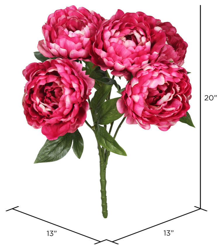 Vickerman 20" Hot Pink Peony Bunch