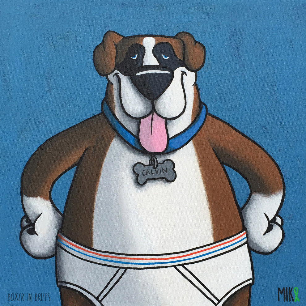 Marmont Hill, "Boxer in Briefs" by Mike Taylor Painting on Wrapped Canvas, 40x40
