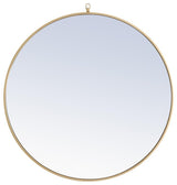 Elegant Decor Rowan 42" Round Metal Frame Hooked Mirror in Brass