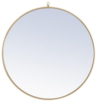 Elegant Decor Rowan 42" Round Metal Frame Hooked Mirror in Brass