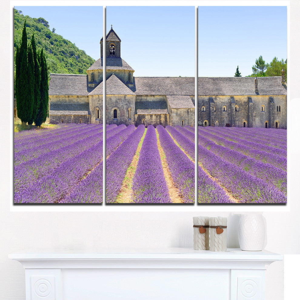 "Abbey of Senanque Blooming Lavender" Metal Wall Art, 3 Panels, 36"x28"