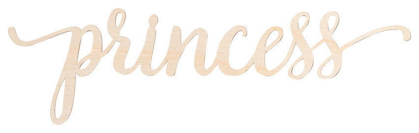 Princess Script Word Wood Sign, 24"x7"