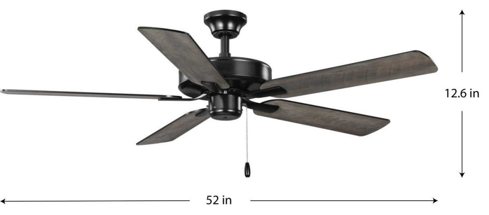 AirPro 52" Matte Black 5-Blade Ceiling Fan With Light