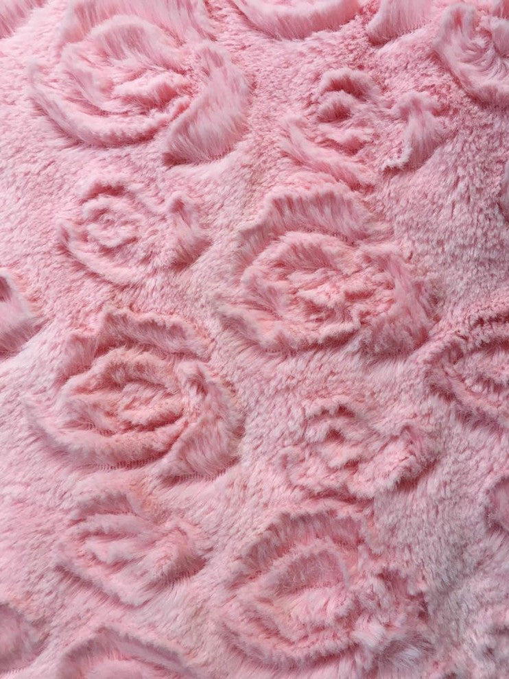 Blushing Rose Embossed Sherpa Fleece Throw Blanket, Pink, 63" X 90"