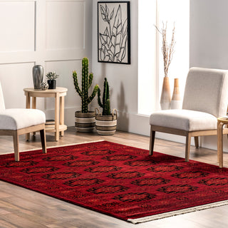 Nuloom Diandra Traditional Persian Motif Fringe Area Rug, Red 5'3"x7'3"