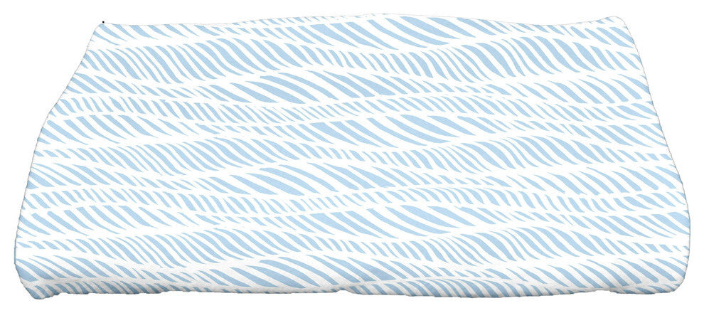 Rolling Waves, Geometric Print Bath Towel, Light Blue