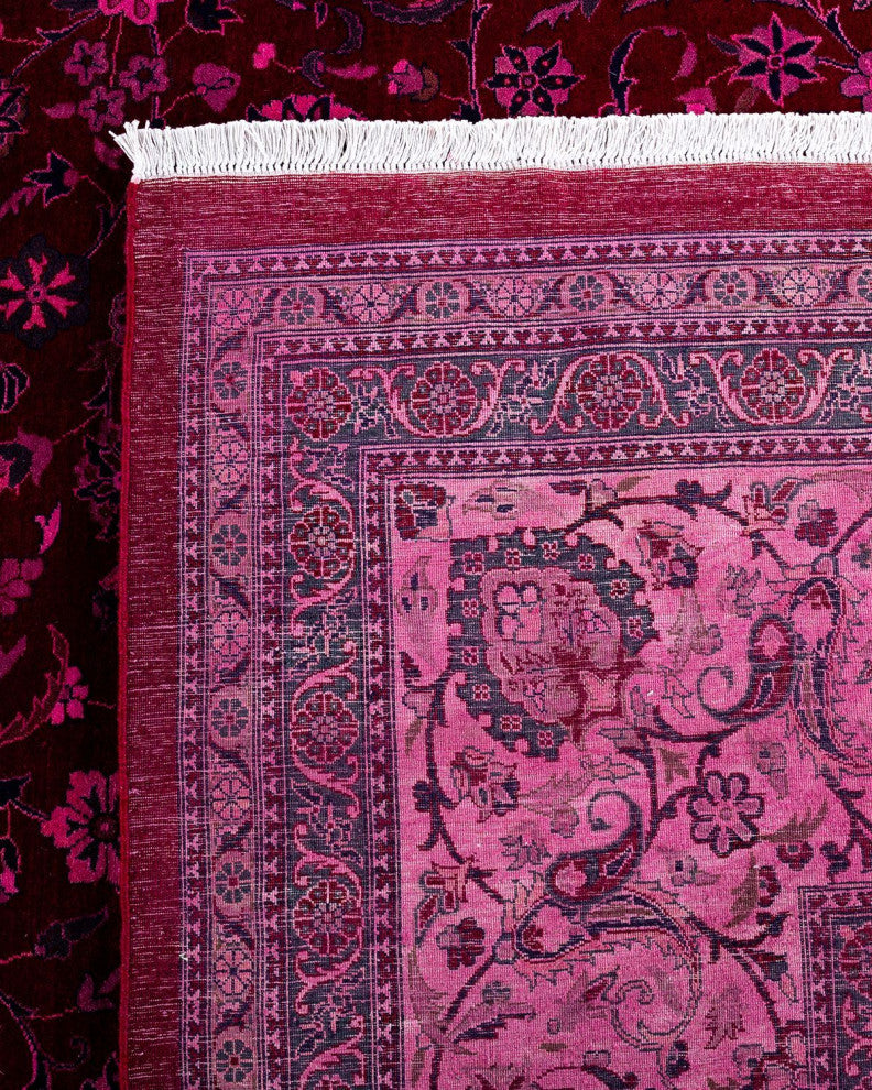 Overdyed, One-of-a-Kind Hand-Knotted Area Rug Pink, 12'0"x16'10"