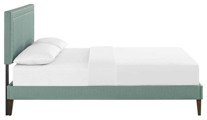 Modway Jessamine King Fabric Platform Bed With Squared Tapered Legs, Laguna