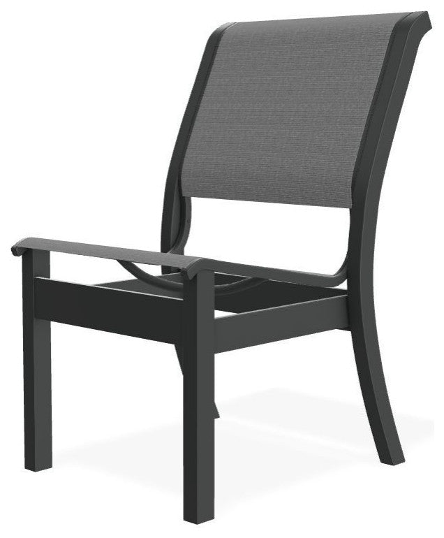 Leeward Sling Stackable Outdoor Dining Chair, Titanium/Graphite