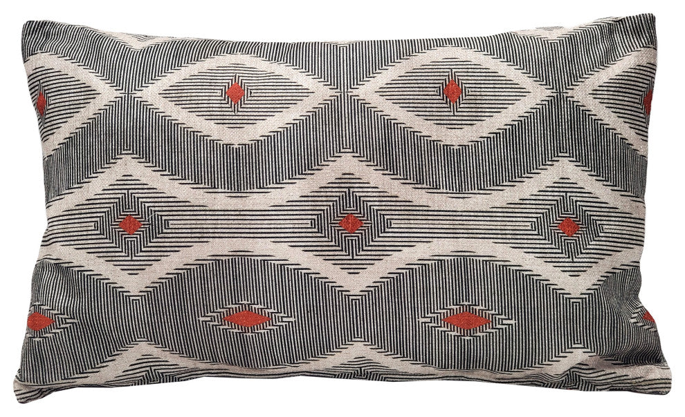 Desmond Red Diamond Pillow 12x20, with Polyfill Insert