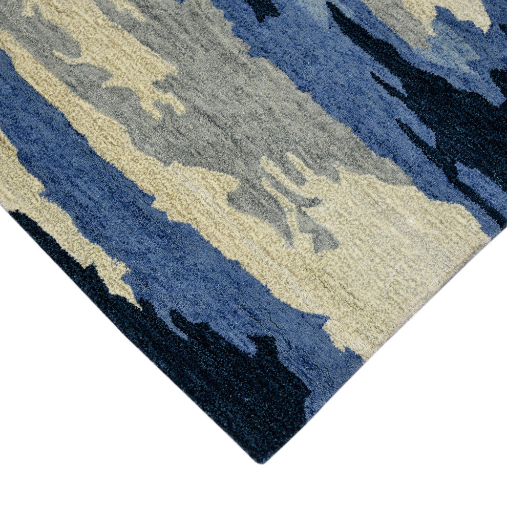 Abstract Gunter Area Rug, Navy, 5' x 8', Abstract