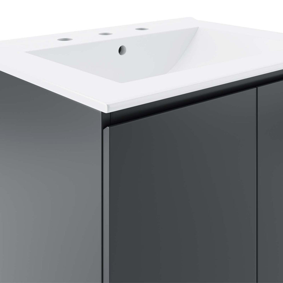 Bryn 24" Wall-Mount Bathroom Vanity, Gray White