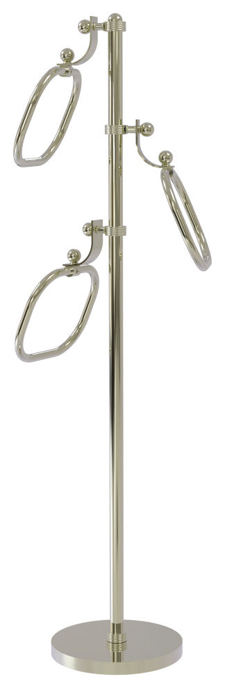 Towel Stand with 9" Oval Towel Rings, Polished Nickel