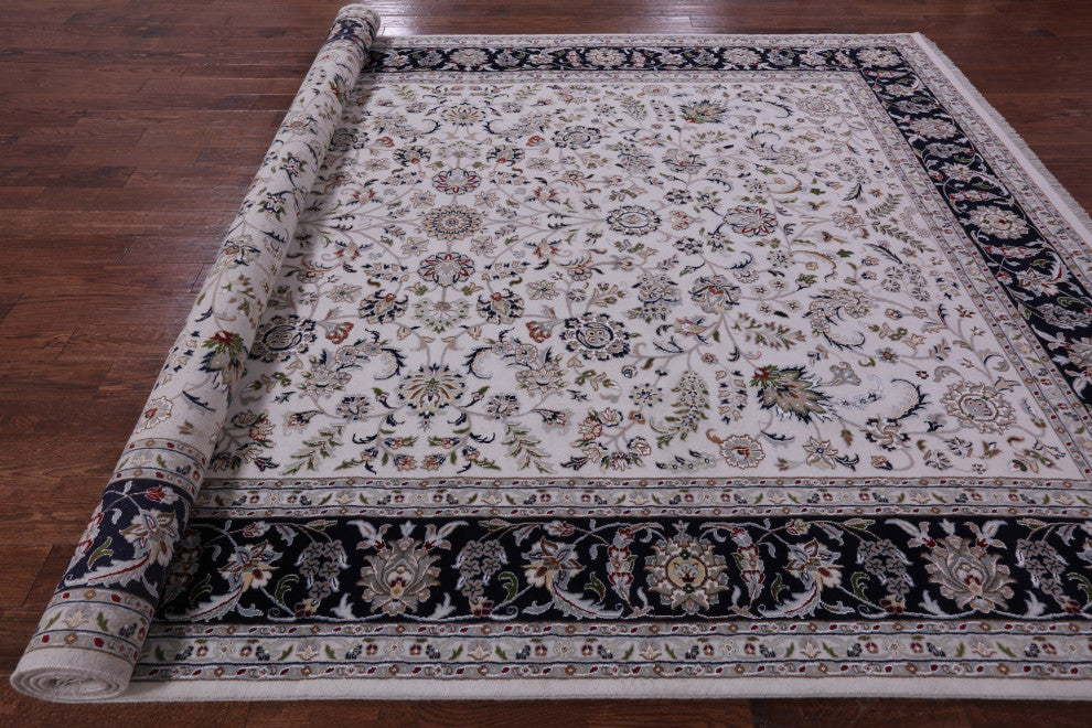 Hand-Knotted Persian Nain Wool & Silk Rug 9' 0" X 12' 5" - Q14747
