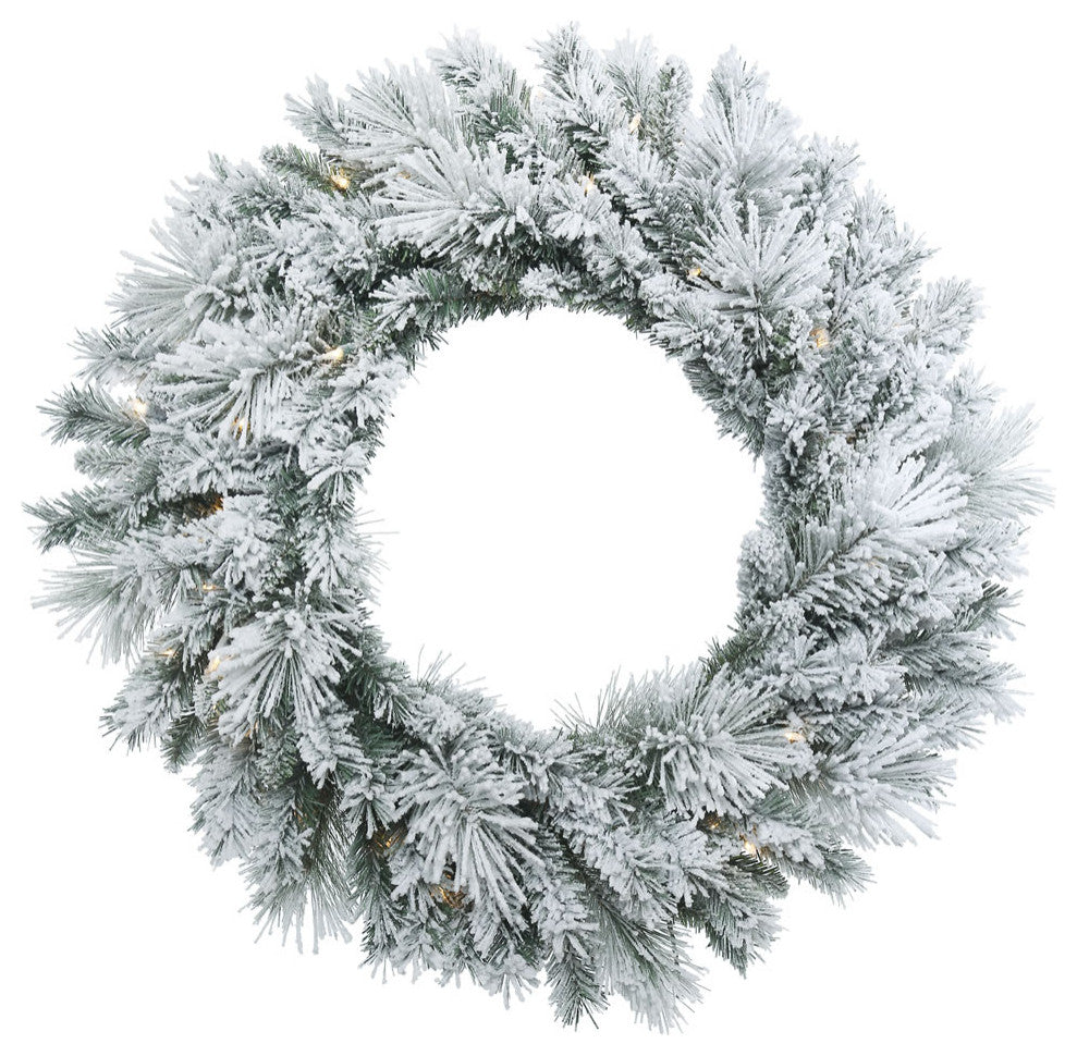 Vickerman 30" Flocked Castle Wreath DL 50LED WmWht