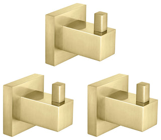 Cube Bathroom Towel & Robe Hook 3 Count, Brushed Gold
