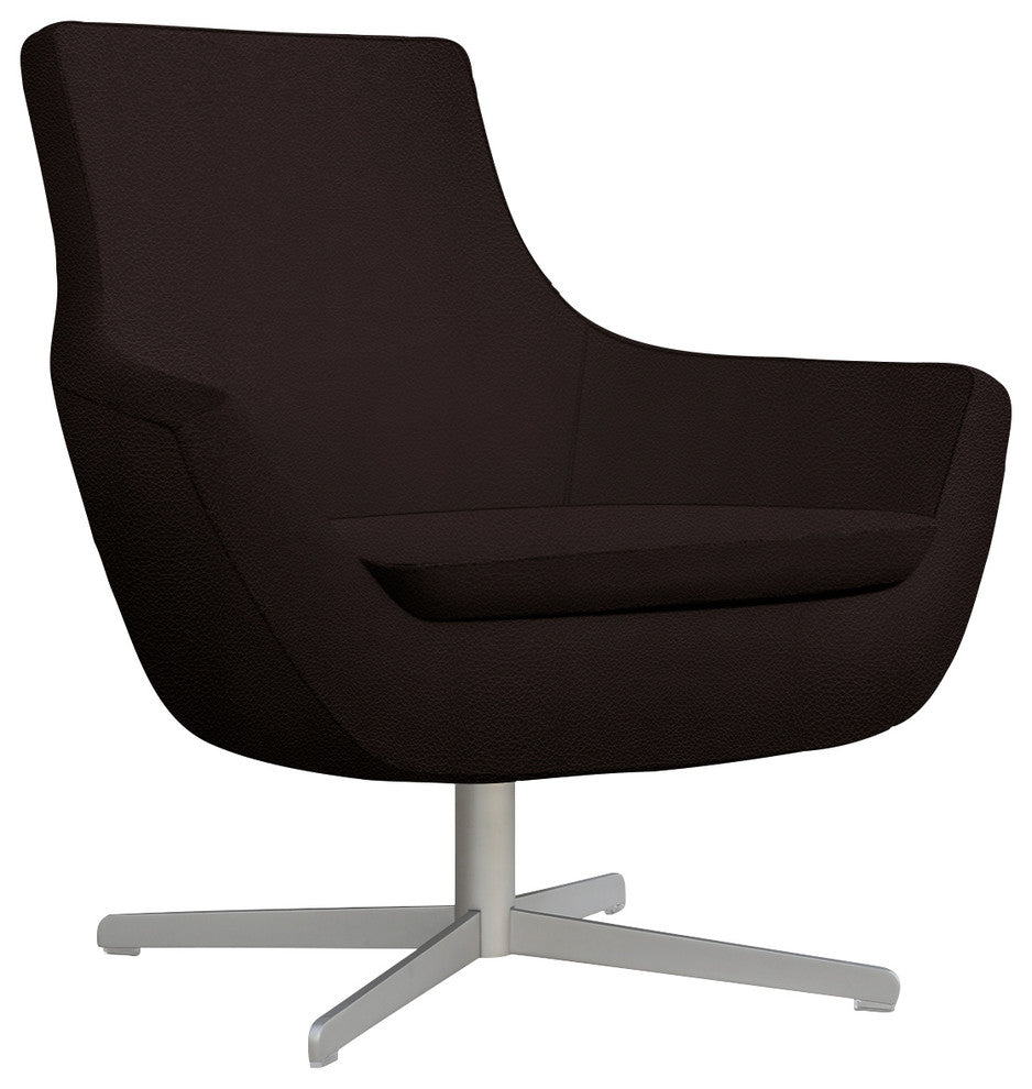 Rebecca 4 Star Chair, Matte Brushed Nickel Base, Brown Genuine Leather