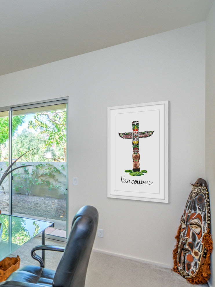 "First Nations Totem Pole" Framed Painting Print , 16x24