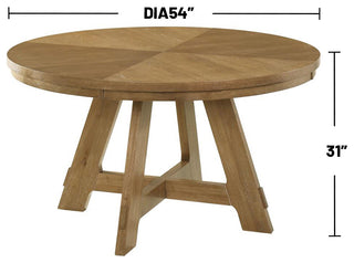 Round Wooden Dining Table With Cross Base, Brown Oak