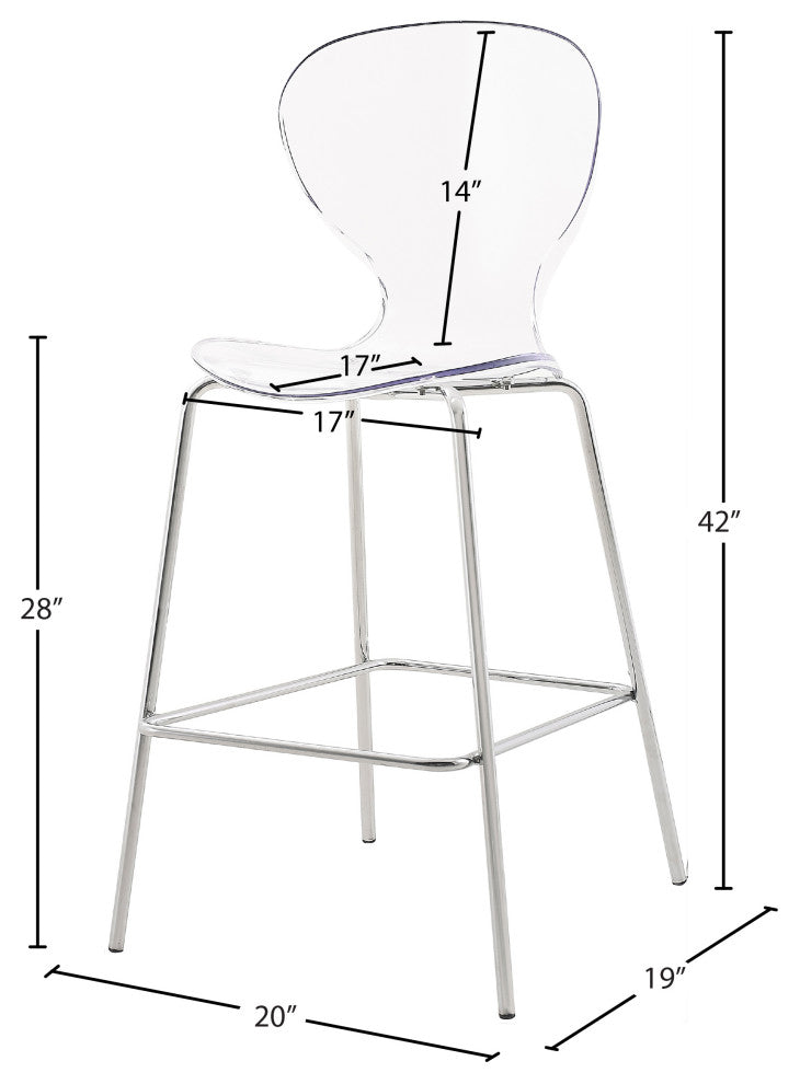 Clarion Counter Stool, Set of 2, Chrome