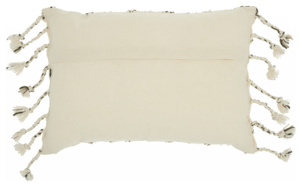 Brown and White Grid Detail Lumbar Pillow