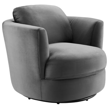 Pirouette Performance Velvet Swivel Armchair - Gray EEI-4345-GRY