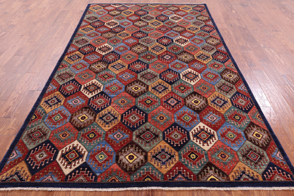 5' 10" X 9' 3" Shall Persian Gabbeh Hand Knotted Wool Rug Q5021