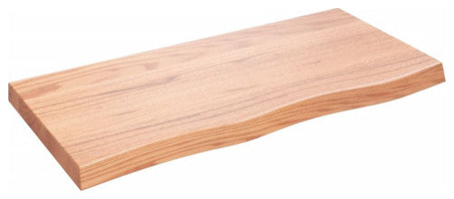 vidaXL Bathroom Countertop Live Edge Vanity Top Light Brown Treated Solid Wood