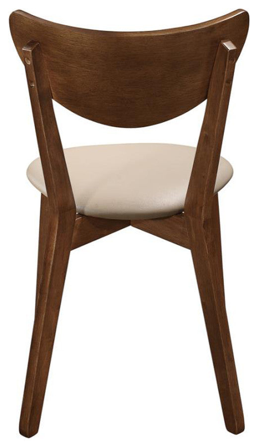 Set of 2 Dining Side Chairs, Beige and Chesnut