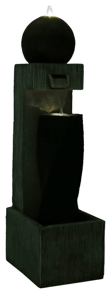 Sunnydaze Modern Vogue Outdoor Water Fountain 35" Garden Water Feature With LED