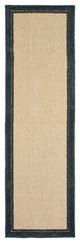 2' X 8' Beige and Black Indoor Outdoor Area Rug