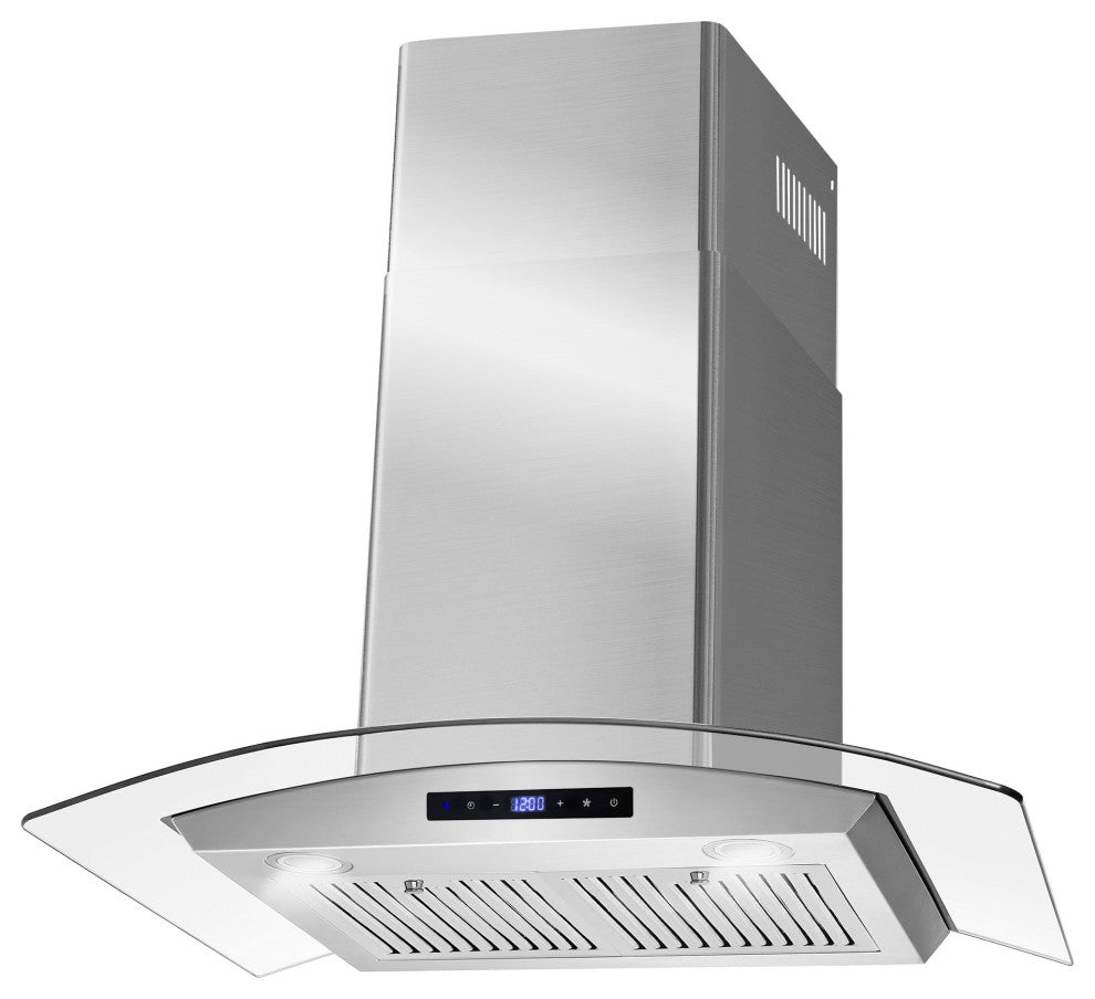 Cosmo 380 CFM Wall Mount Range Hood With Touch Controls, Stainless Steel, 30"