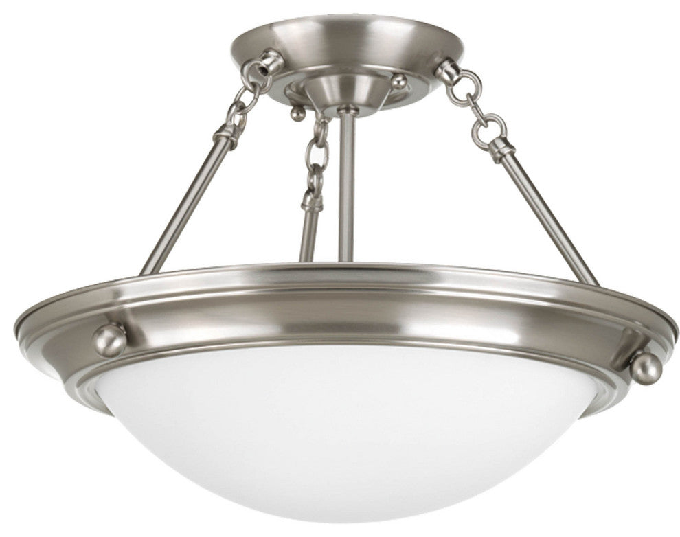 Progress Lighting 2-Light Close-To-Ceiling With Satin White Glass Bowl