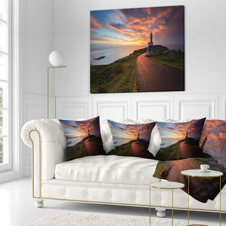 Punta Nariga Lighthouse Spain Seashore Photo Throw Pillow, 16"x16"