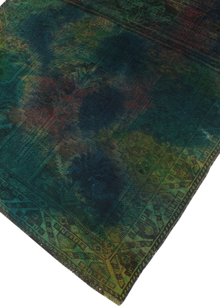 Vintage Sherazi Overdyed Jace Green Rug 4'11"x7'7"