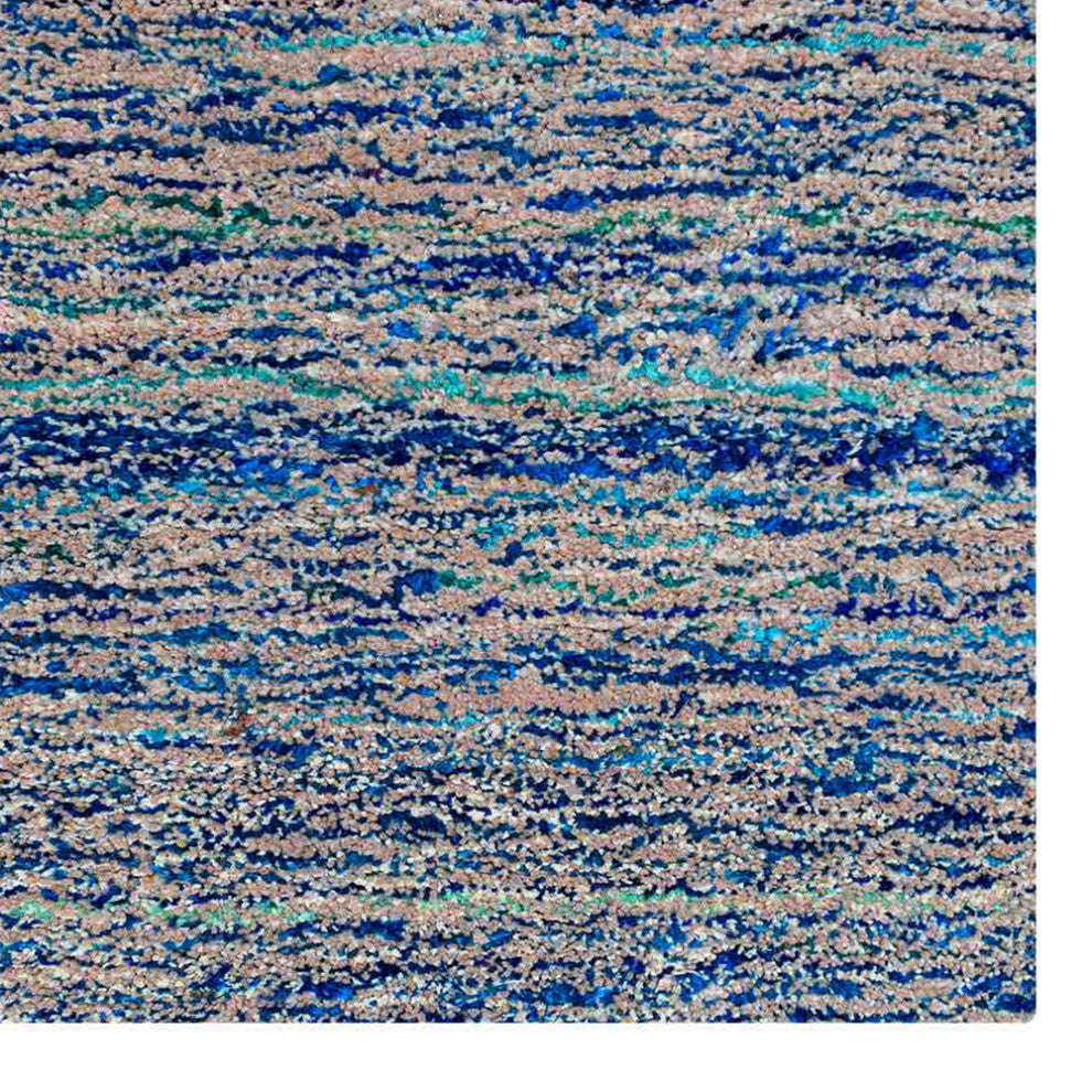 HAND KNOTTED LOOM SILK ECO-FRIENDLY AREA RUGS-Blue White Color,Solid Design, [Rectangle] 3'x5'