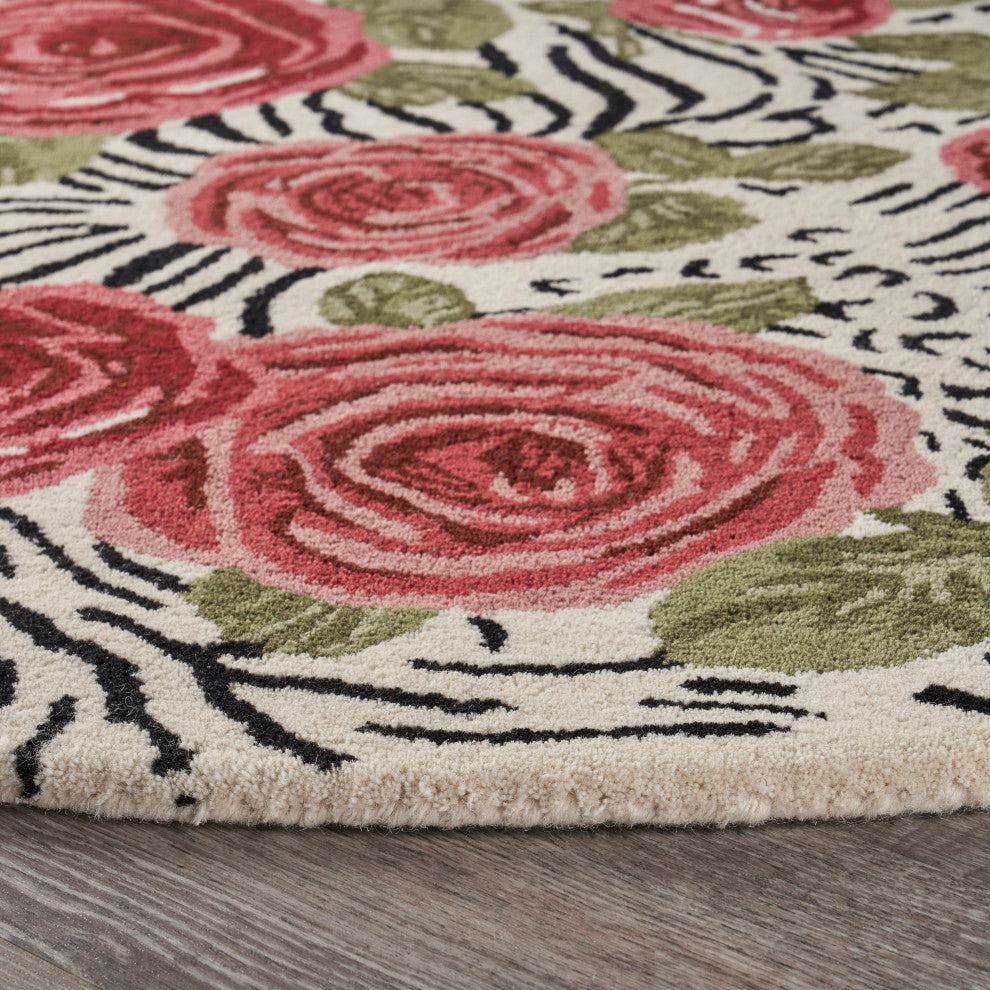Rose Garden Safari Area Rug, 6' Round