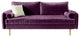 The Audrey I Velvet Round Arm Sofa, Eggplant Purple