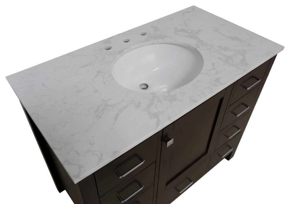 Horizon 42" Bathroom Vanity, Chocolate, Engineered Carrara