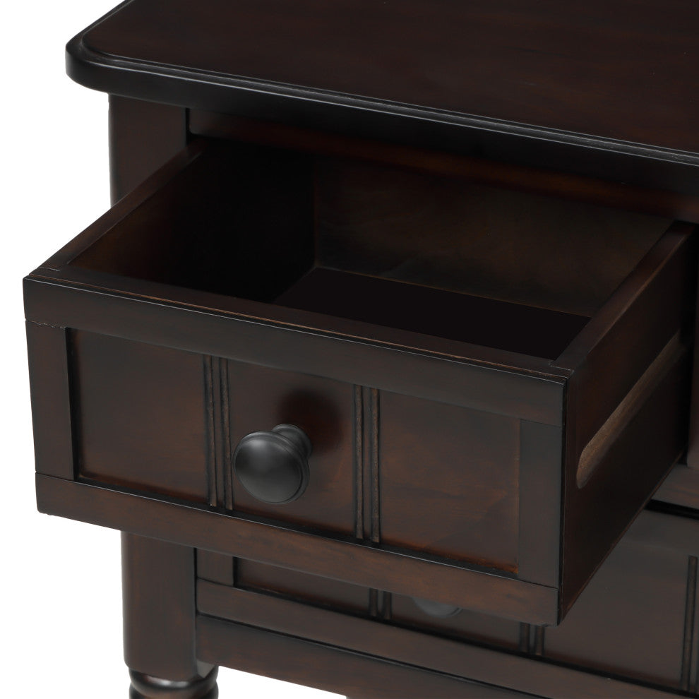 TATEUS Modern Narrow Console Table With Three Storage Drawers, Espresso