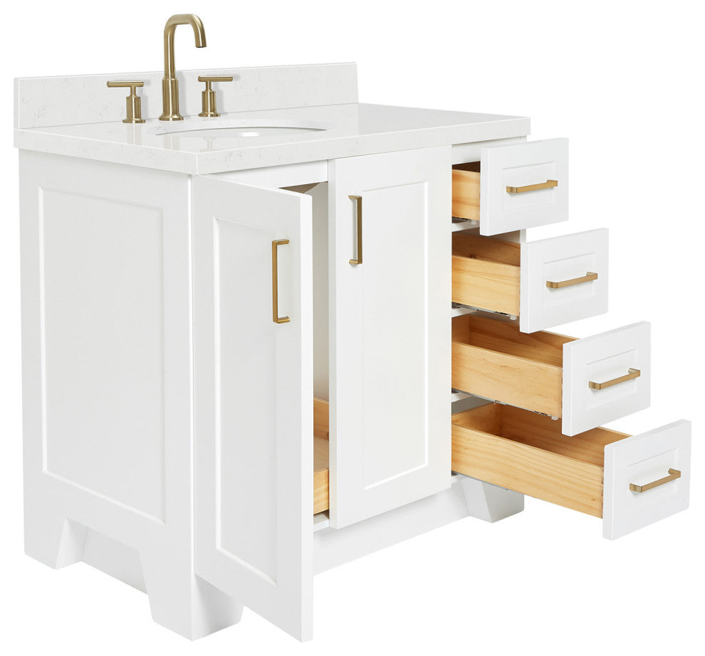 Ariel Taylor 36" Left Offset Single Oval Sink Bathroom Vanity