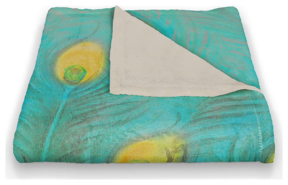 Blue and Yellow Peacock 2 50x60 Coral Fleece Blanket