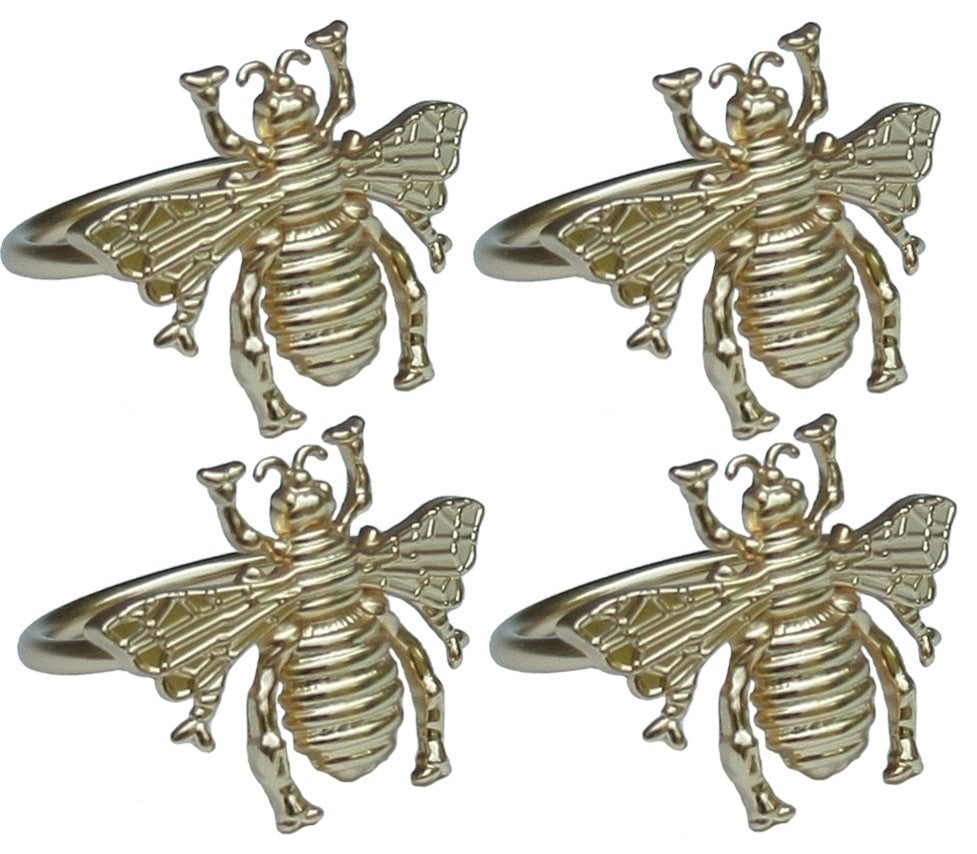 Bourdon Elegant Metal Napkin Rings, Gold, Set of 4