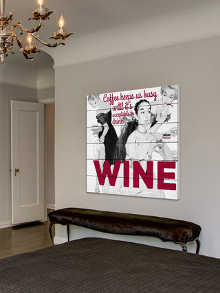 "Wine" Painting Print on White Wood