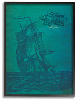 Now Voyage Sail Forth Ship Illustration Framed Giclee Texturized Art, 11x14