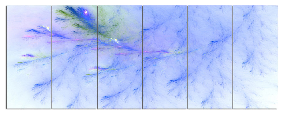 Light Blue Veins of Marble, Abstract Wall Art Canvas, 70"x28", 6 Panels